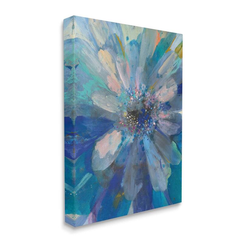 Stupell Abstract Blue Floral Petals Contemporary Flower Splatter Canvas Wall Art