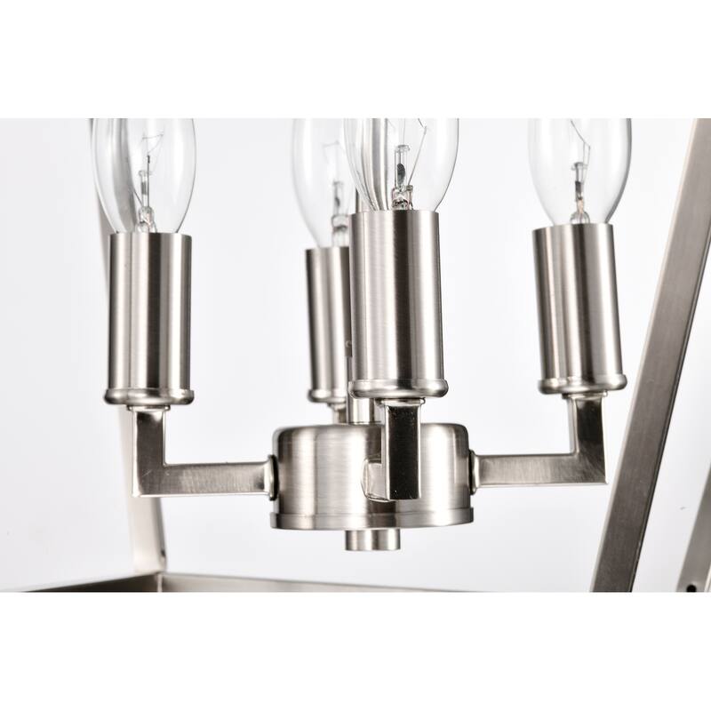 Brushed Nickel 4-Light 12 in. Cage Lantern Farmhouse Semi-flush Mount - Brushed Nickel