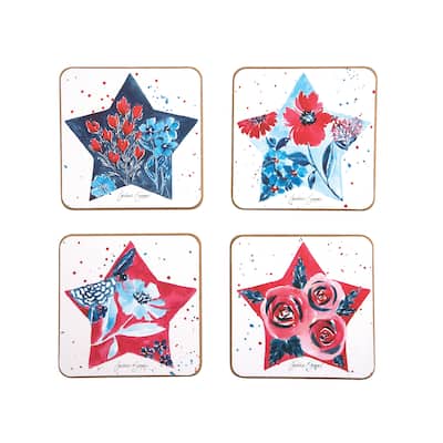 Fourth Of July Coaster Set, Set of 4 - Red - Set of 4