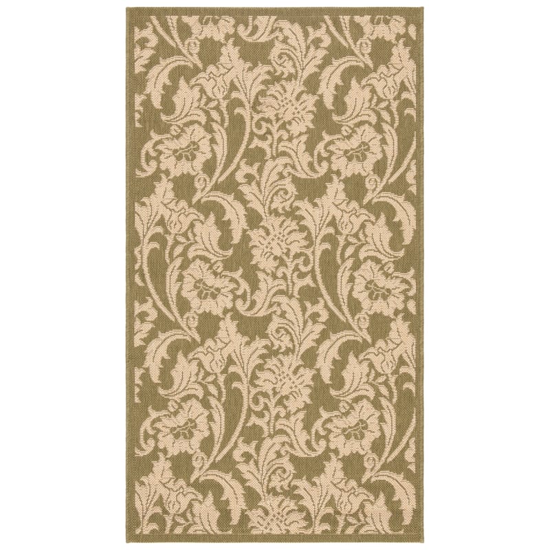 SAFAVIEH Courtyard Nedda Indoor/ Outdoor Waterproof Patio Backyard Rug - 4' x 5'7" - Green/Creme