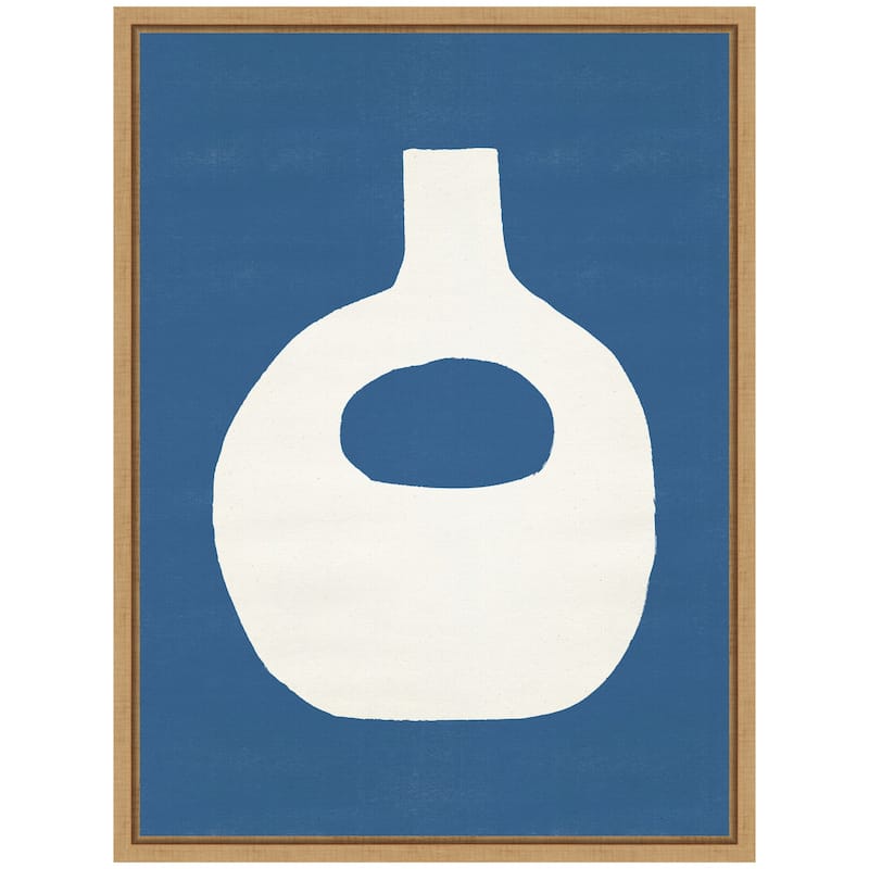 Kate and Laurel Sylvie Ceramic Blue Beige 3 Framed Canvas by Rocket Jack