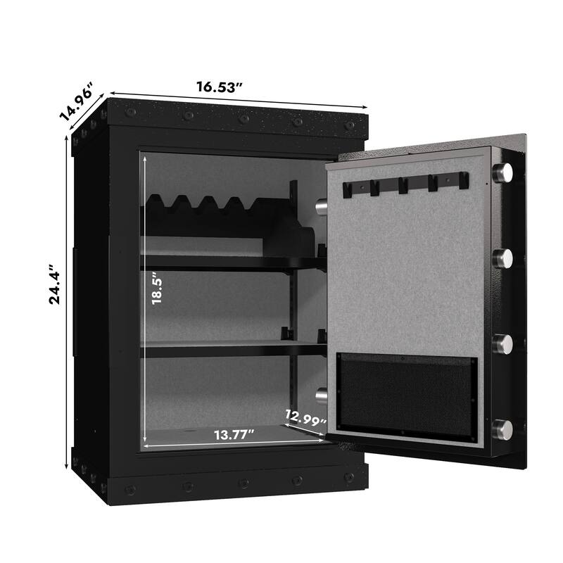 Roomfitters 24.4 Inch Biometric Security Safe with Fingerprint Lock and Hidden Compartment, Carbon Steel, Black