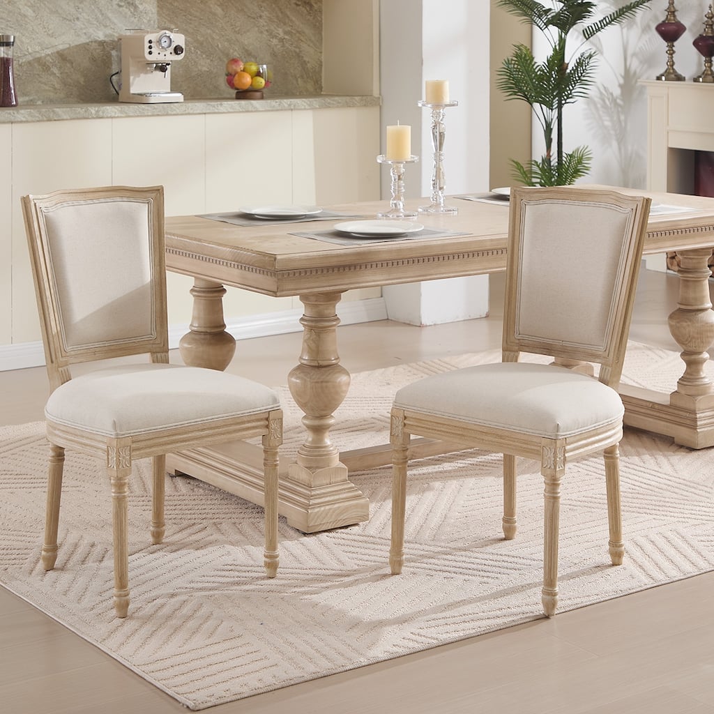 2PCS T-shaped Back Cotton Linen Dining Chairs