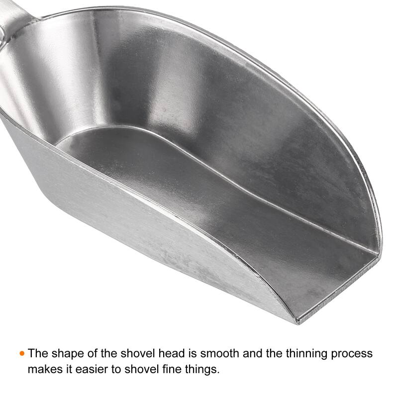 2Pcs Ice Scoops Aluminum 7.09" Small Ice Maker Flour Cereal Sugar Utility Shovel - Silver Tone