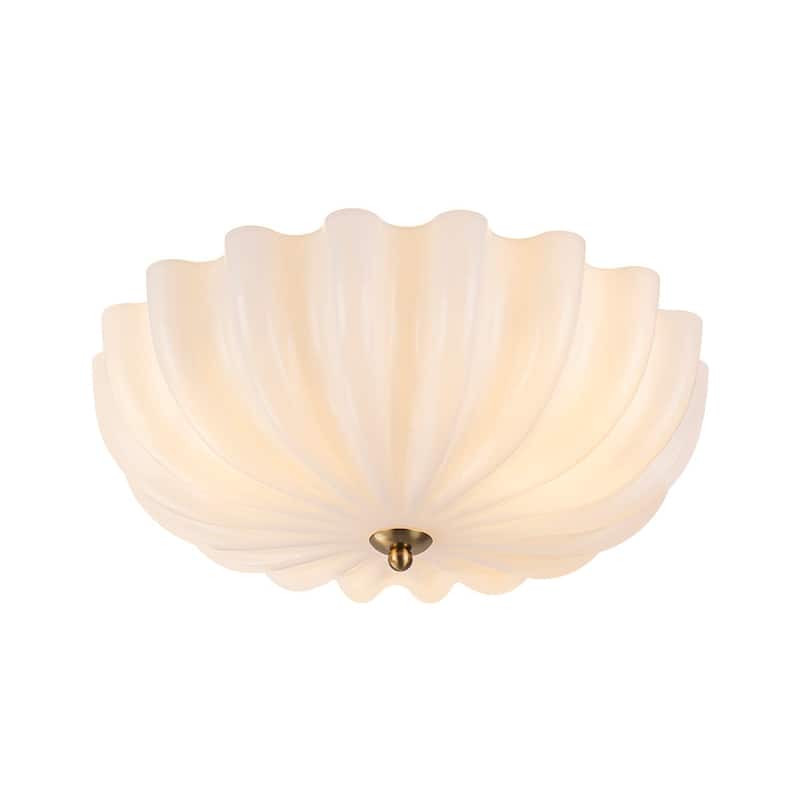 Chic Modern 3-Light Shell Scalloped Glass Semi-Flush Mount - 15 in