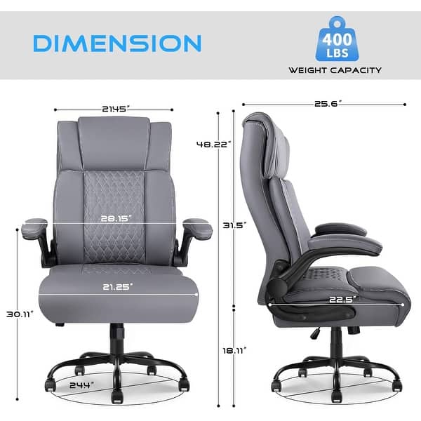dimension image slide 0 of 3, BOSSIN Executive Office Chair,Big and Tall Office Chair with Ergonomic,High Back,and Lumbar Support