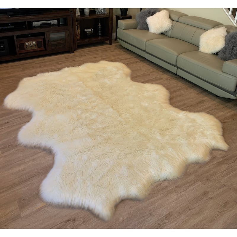 Ovella Home Premium Luxurious Faux Sheepskin 6-Pelt Plush Shag Area Rug - 6' x 6' - 6' x 6'