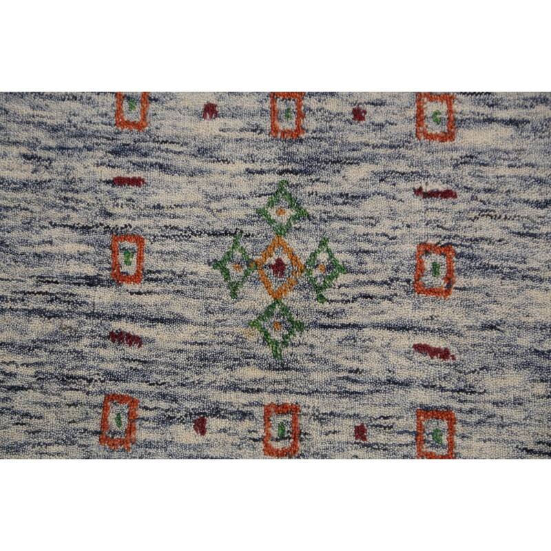 Tribal Striped Gabbeh Oriental Area Rug Hand-Knotted Wool Carpet - 7'10" x 9'7"