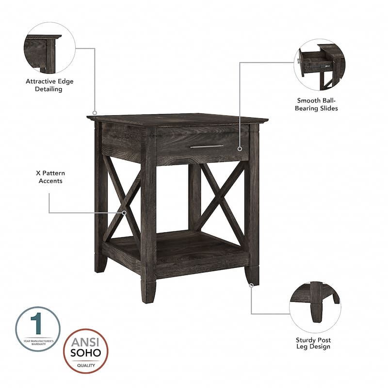 Key West Coastal Box Drawer Nightstand by Bush Furniture