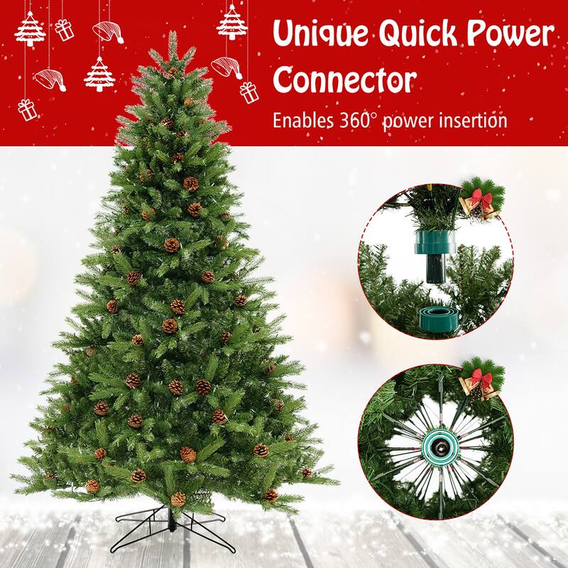 Gymax 7 FT Pre-Lit Xmas Tree 3-Minute-Setup Artificial Christmas Tree
