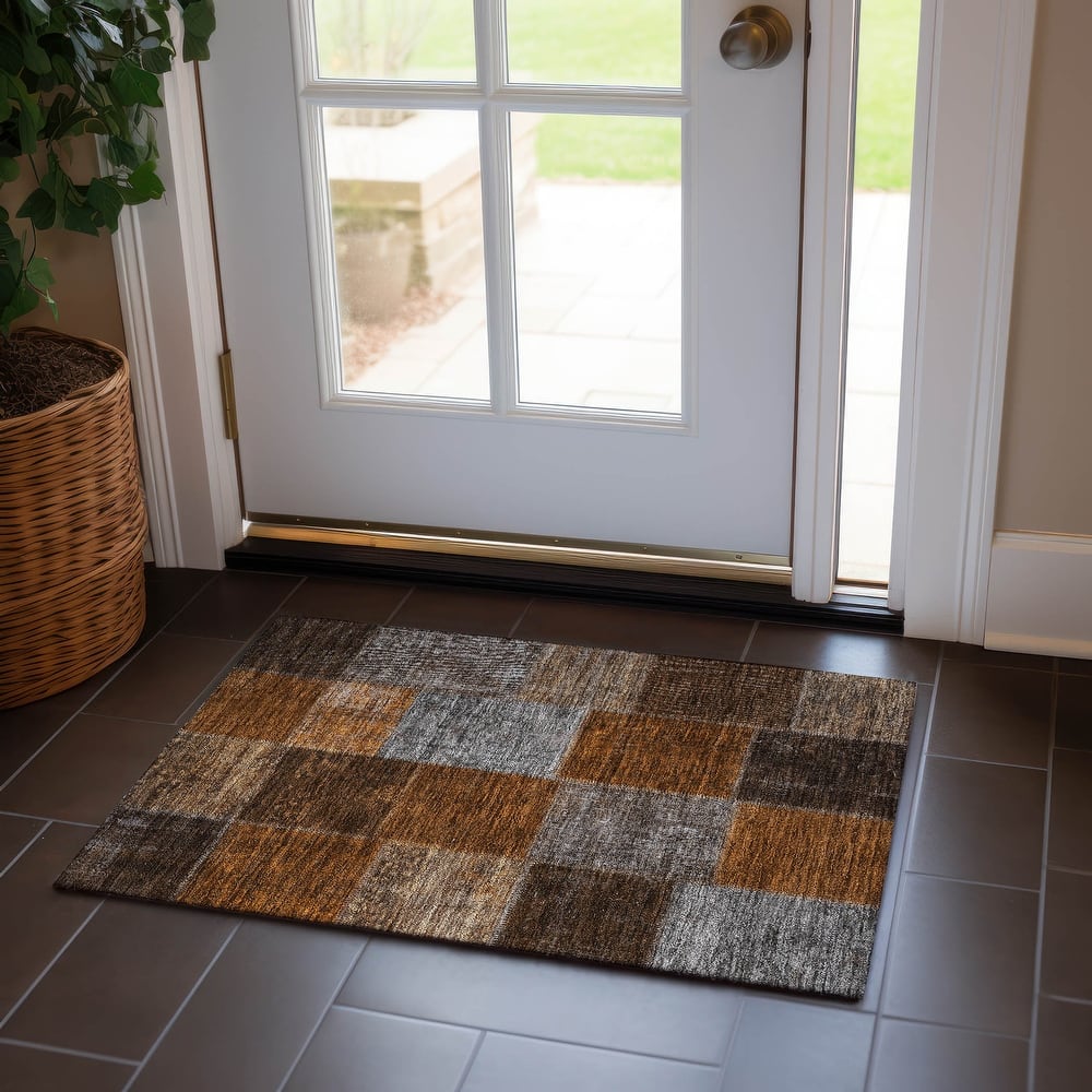 Machine Washable Indoor/ Outdoor Chantille Vintage Patchwork Rug