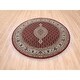 preview thumbnail 2 of 6, Shahbanu Rugs Wool And Silk Fish Medallion Design Tabriz Mahi Red Hand Knotted Oriental Round Rug (6'6" x 6'7") - 6'6" x 6'7"