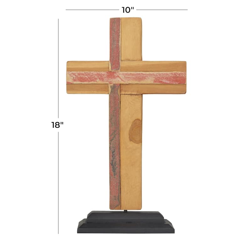 Wood Cross Handmade Sculpture - Brown - Roche River Decor