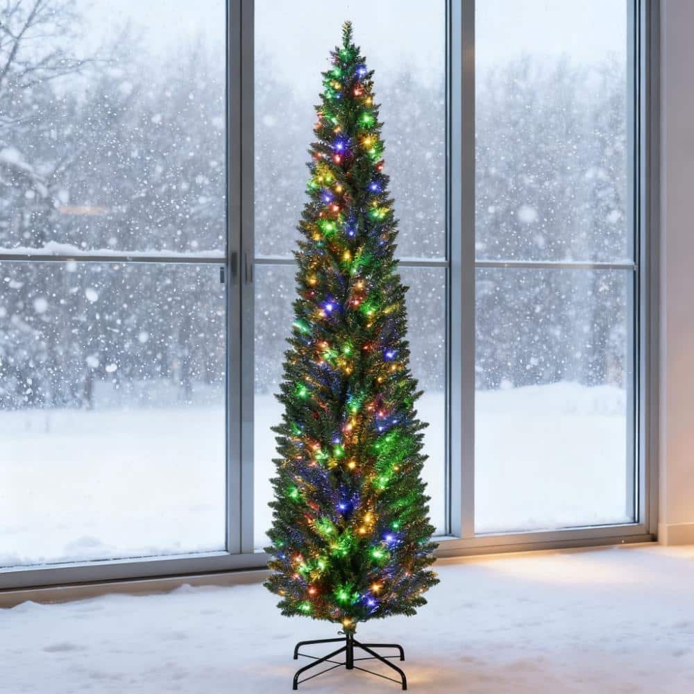 8' Artificial Pencil Christmas Trees - Green