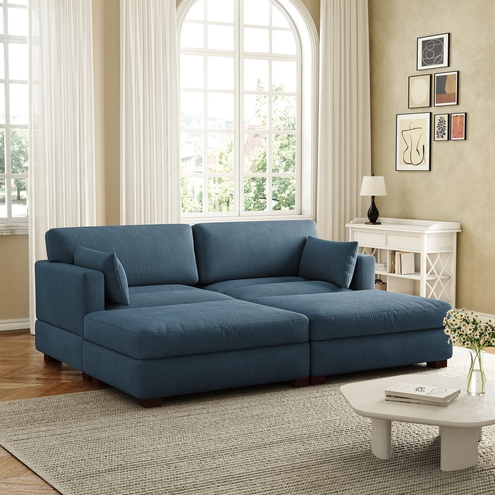 Corduroy Modular Sectional Sofa Deep Seat Corner Sofas & Ottomans