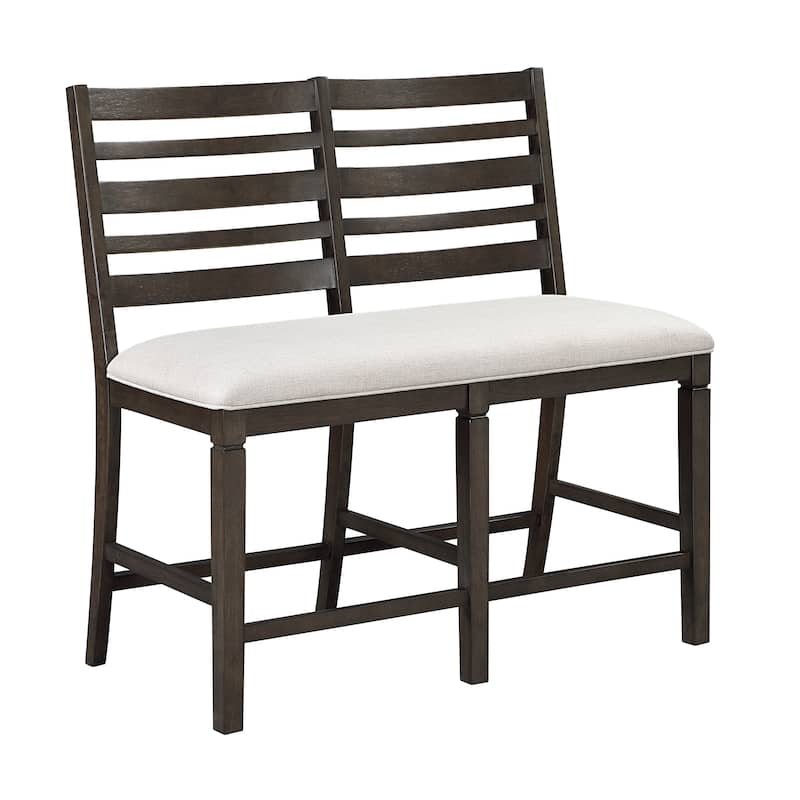 Dark Espresso Finish Counter Height Dining Furniture Set Extendable Table Upholstered Bench Chairs