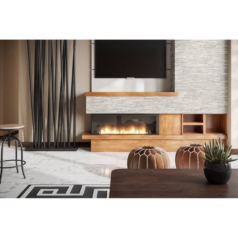 Slender Strip 3 in. x 12 in. Panel and 3 in. x 12 in. Corner Marble Wall Tile