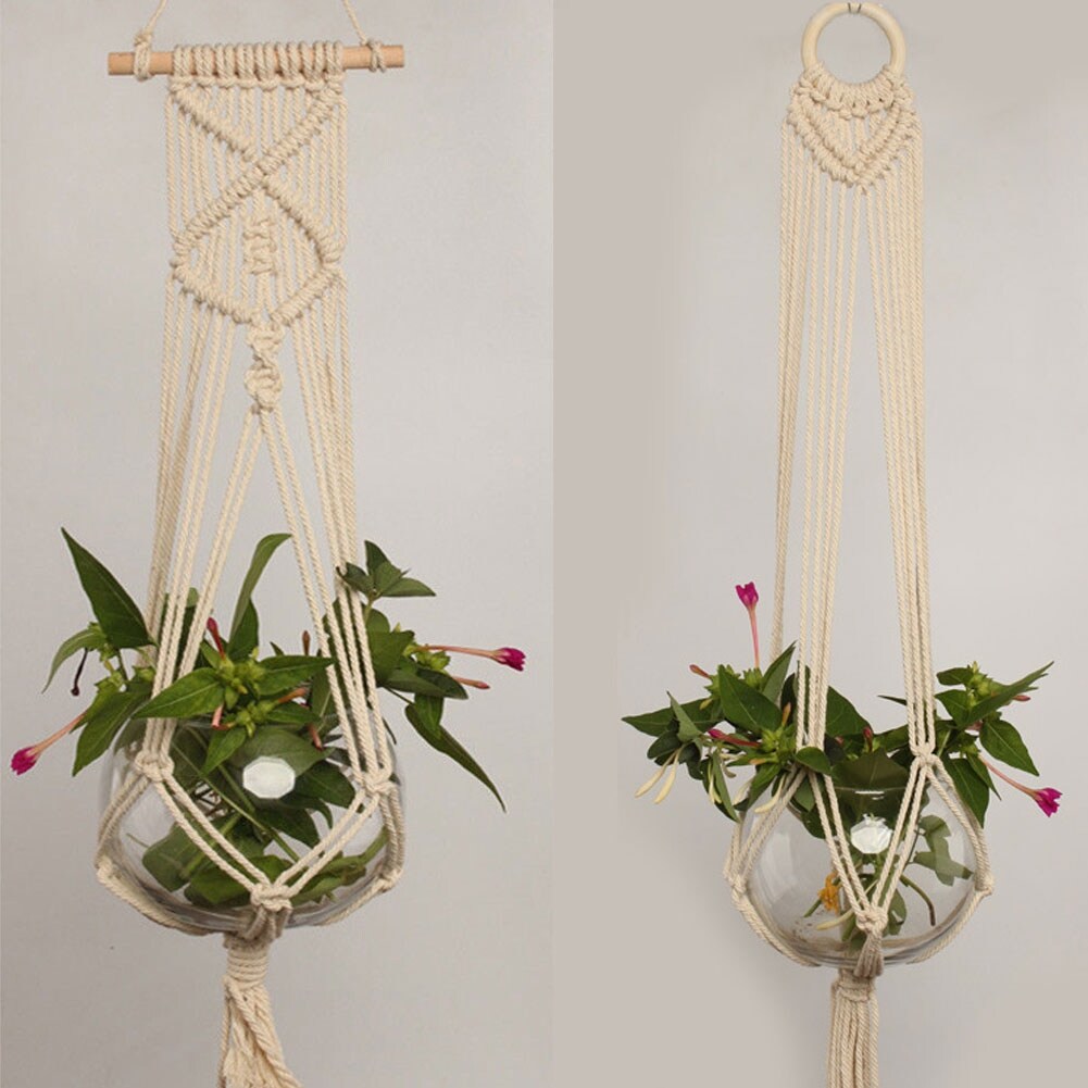 Pot Holder Macrame Plant Hanger Hanging Planter Basket Jute Braided Rope Craft