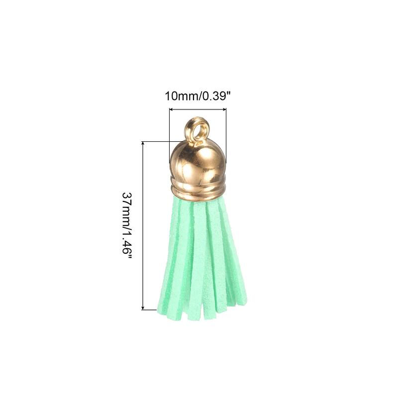 1.46" Leather Tassel Keychain for Bracelet DIY Craft Accessory 50Pcs - Green