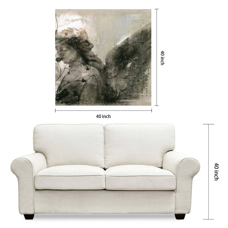 "New Orleans Angel Sculpture" Frameless Free Floating Tempered Glass Panel Graphic Wall Art
