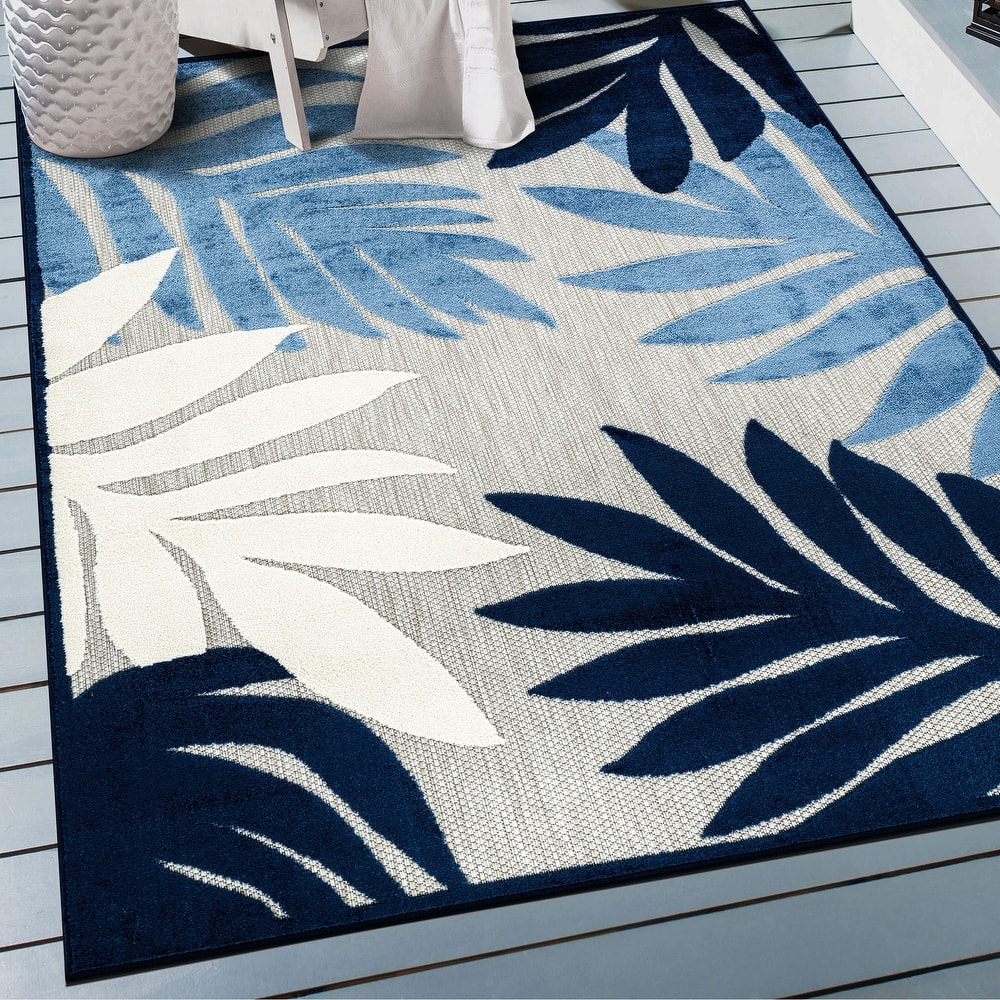 World Rug Gallery Palm Indoor/Outdoor High-Low Area Rug