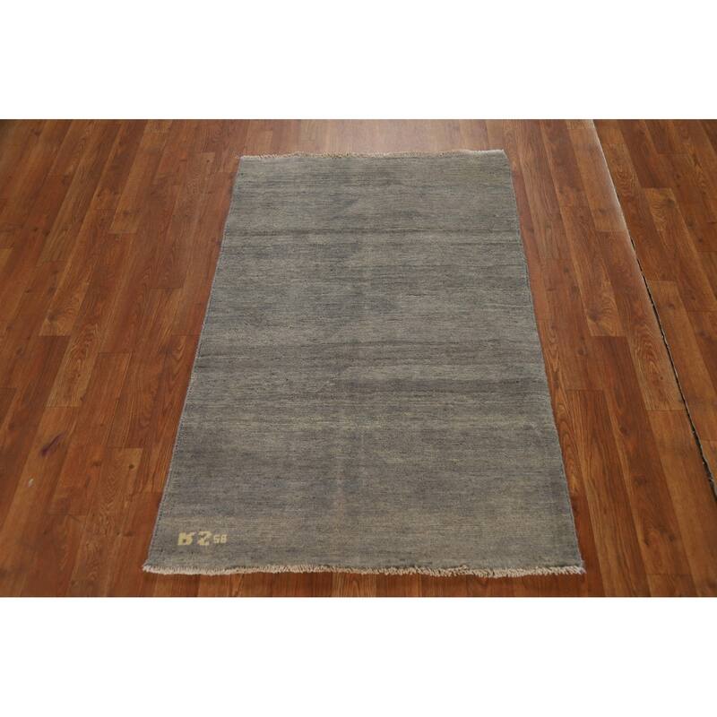 Modern Stripe Gabbeh Oriental Rug Hand-Knotted Wool Carpet - 2'8"x 4'0"