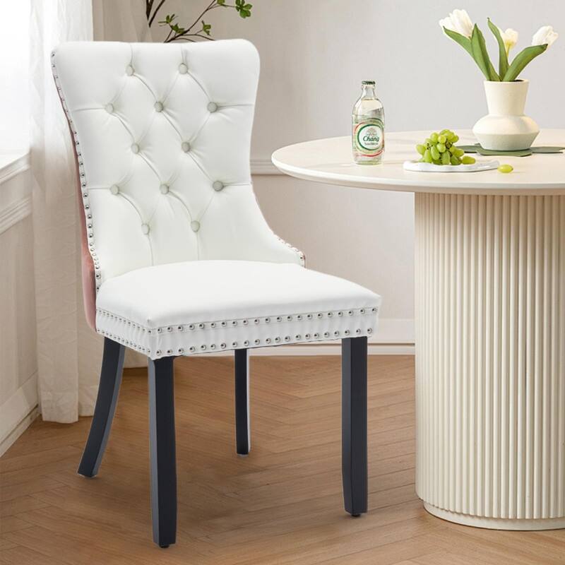 Tufted Naliheads Solid Wood Upholstered Dining Chairs (Set of 2)