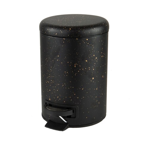Elle Décor Speckled Design 3 Liter Step Bin with Lid Trash Can in Black
