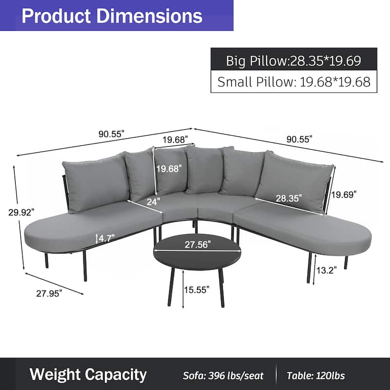 Patio Half- Moon Curved Outdoor Furniture Sofa Set