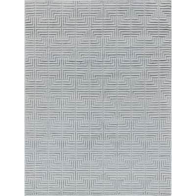 EXQUISITE RUGS Manzoni Hand-loomed New Zealand Wool Silver Area Rug.