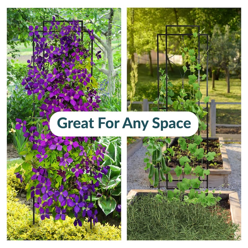 Sunnydaze Set of 2 Chic Diamonds Design Steel Garden Plant Trellis