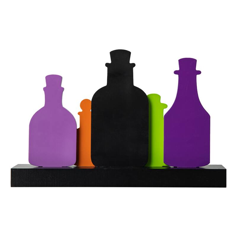Glitzhome 14"L Halloween Wooden Poison Bottles Table Decor - Potions