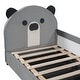 preview thumbnail 10 of 9, Twin Size Upholstered Daybed with Bear Shaped Headboard, Hydraulic System and Breathable Mesh Fence, Gray