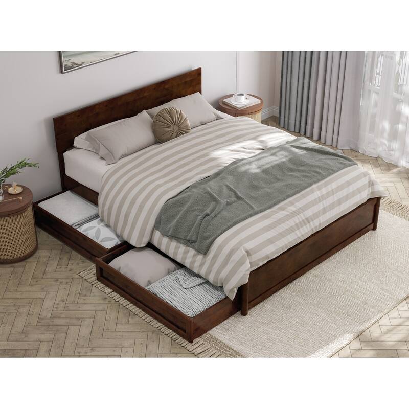 Wesley Platform Bed with Panel Footboard and Storage Drawers