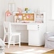 preview thumbnail 2 of 5, COSTARS Kids Study Desk and Chair Sets with Hutch and Storage Cabinet