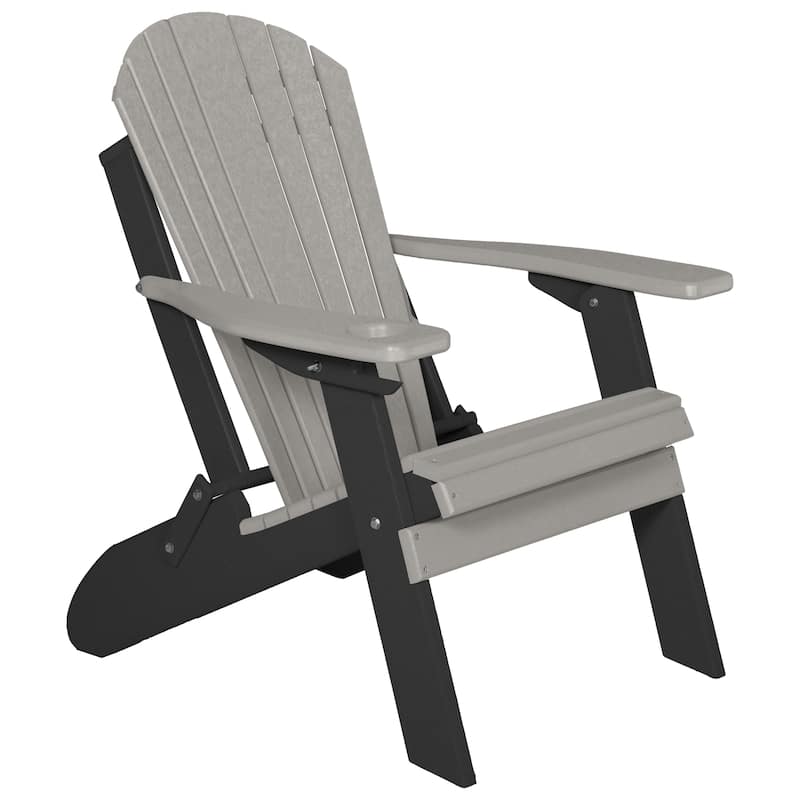 Eagle Collection Poly Folding Adirondack Chair - Light Grey & Black