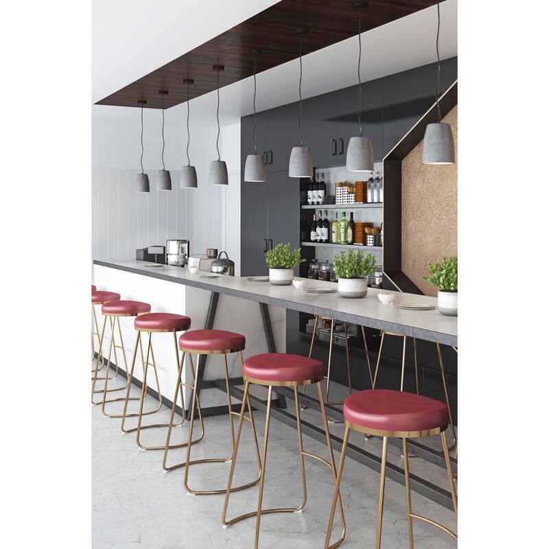 Bison Barstool (Set of 2) Burgundy & Gold - N/A