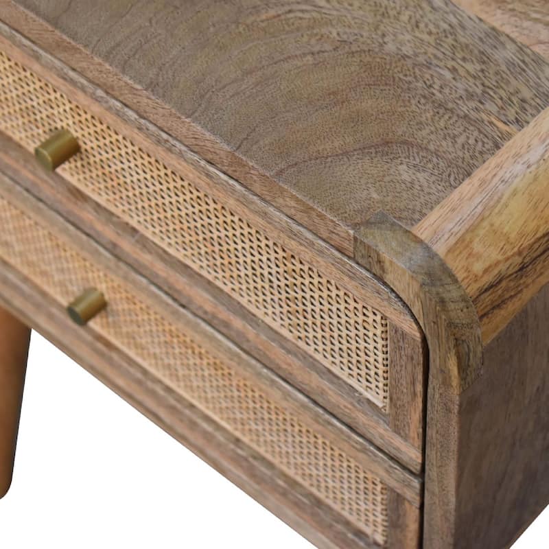 Artisan Furniture Solid Wood Close-knit 2 Drawer Nightstand, Beige