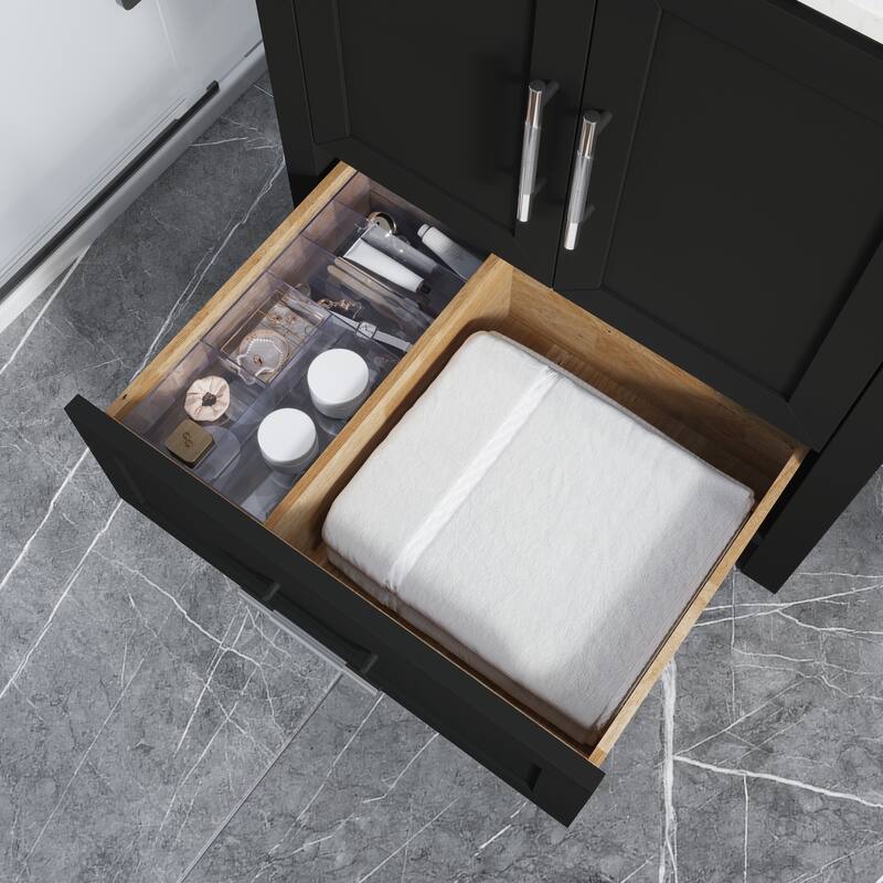 Banff 30-in Single Bath Vanity with Engineered Stone Top and Drawer Organizer