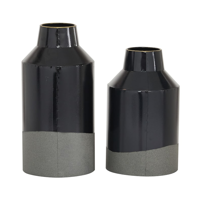 Metal Vase - Set of 2 Black - Roche River Decor - 6"W x 6"L x 12"H