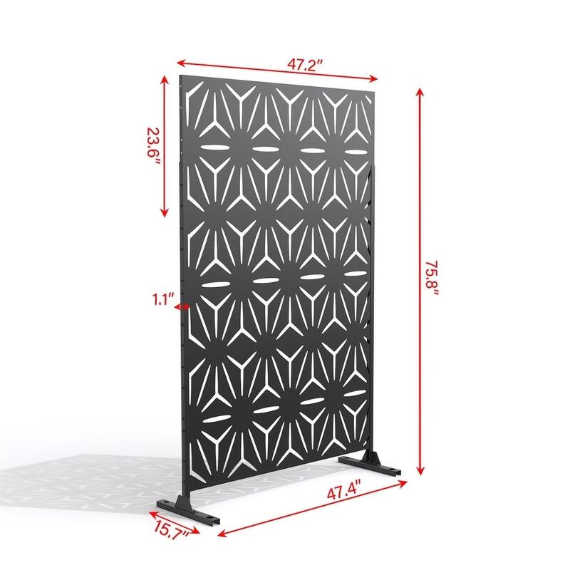 Free Standing Metal Privacy Screen Panel Decorative Outdoor Privacy Screen - 72"H x 47"W