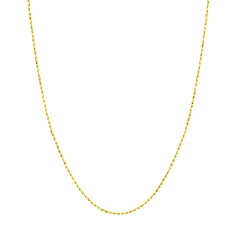 Curata 14k Yellow Gold 1.56mm Diamond Cut Rope Chain Necklace(Lobster)