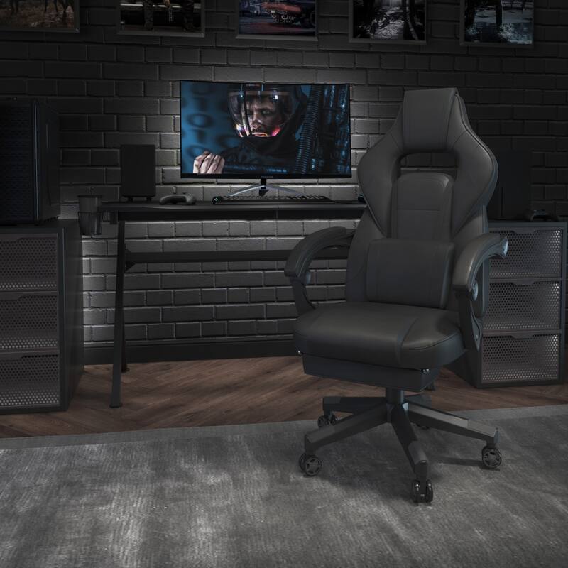 Ergonomic Gaming Chair -Recline Back/Arms, Footrest, Massaging Lumbar