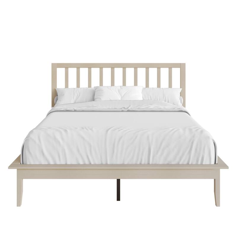 Clayfell Lancaster Platform Bed Frame with Slatted Headboard, No box spring required, Easy Assembly