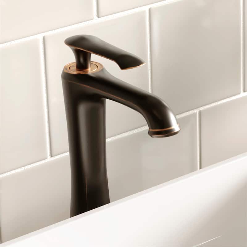 Karran Woodburn Single Hole Single Handle Vessel Bathroom Faucet with Matching Pop-Up Drain