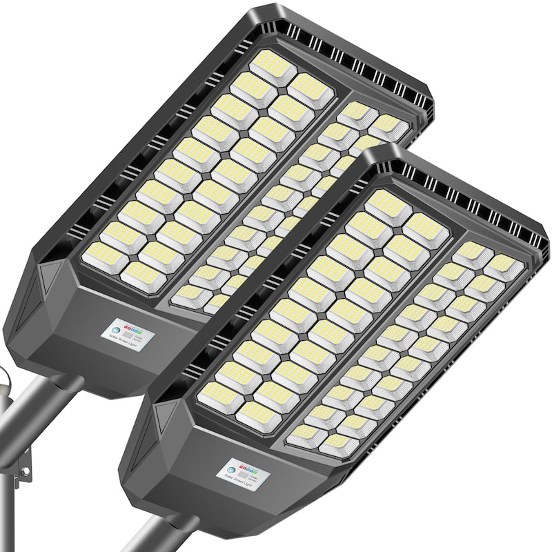 9000LM Solar Street Light with Motion Sensor and Remote Control - 2-pack