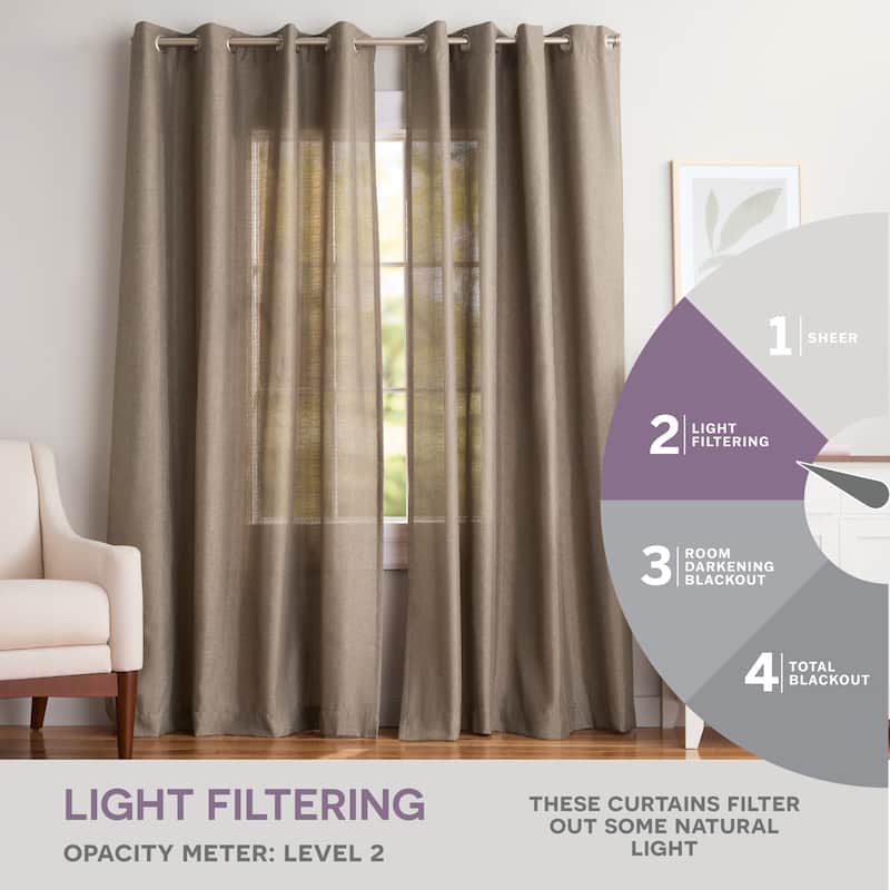 EXCLUSIVE HOME Loha Linen Grommet Top Curtain Panel Pair