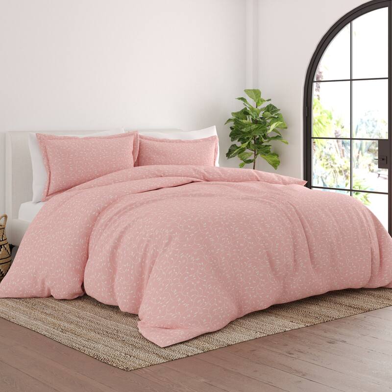 Becky Cameron Oversized Pink Buds Pattern 3 Piece Duvet Cover Set