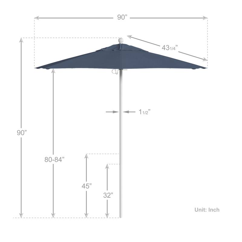 California Umbrella 7.5' Venture Series Patio Umbrella, White Aluminum Pole Fiberglass Ribs Push Lift, Pacifica Pacific Blue