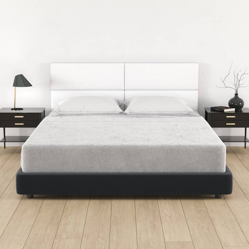Jaxx Panelist Modern Padded Headboard in Premium Vegan Leather - Set of 4 Panels - Vegan Leather Ice Storm White - Queen